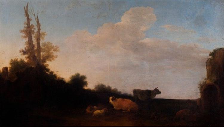 Francesco Giuseppe Casanova Cattle on pasture. oil painting image
